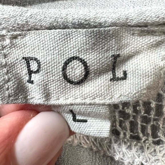 POL Silver Gray Boho Chic Sleeveless Sheer Lace Up Casual Tunic Top Women  Large - Picture 12 of 12